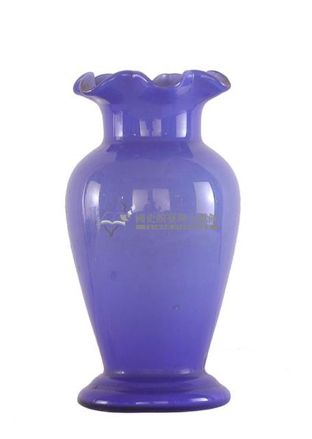 紫藍色花口豐肩式玻璃花瓶藏品圖，第1張