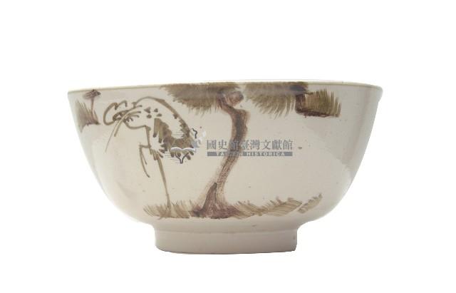 褐彩松下白鶴紋碗藏品圖，第1張