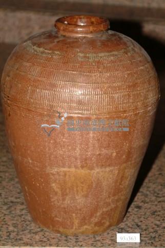 紅褐釉拍打印紋窄口豐肩式陶甕藏品圖，第1張