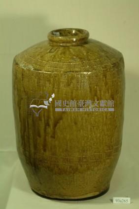 綠褐釉拍打印紋窄口直壁式陶甕藏品圖，第1張