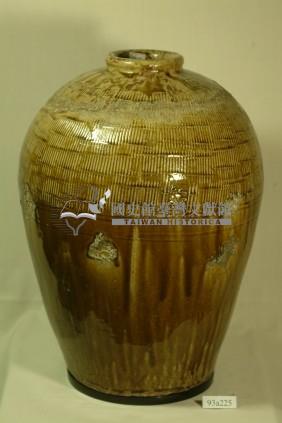 紅露酒款棕褐流釉拍打印紋窄口豐肩式陶甕藏品圖，第1張