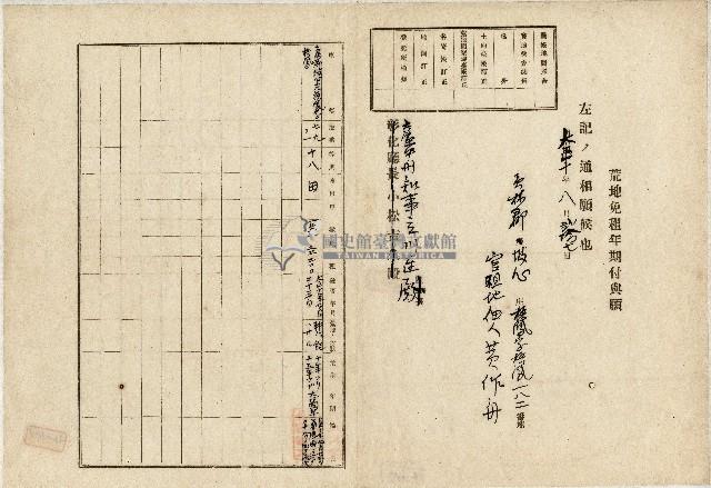 大正十年黃作舟 荒地免租年期符與願藏品圖，第1張