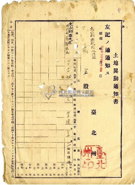 昭和十一年花金通知書藏品圖，第1張