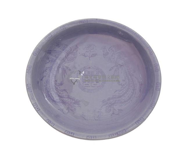 藍地囍字雙鳳印紋盤藏品圖，第1張