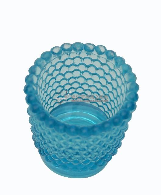 藍色六角型浮雕玻璃杯藏品圖，第1張