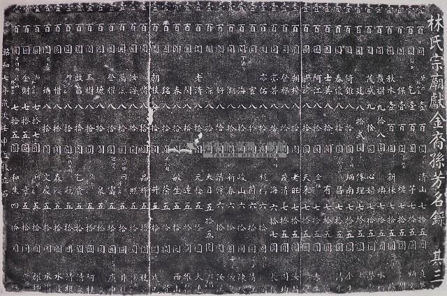 林氏宗廟獻金裔孫芳名錄拓本（三）藏品圖，第1張