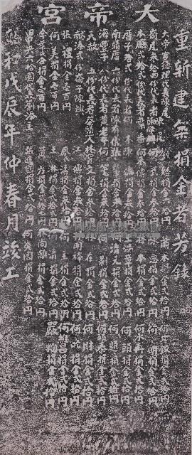 大帝宮重新建築捐金者芳名錄拓本藏品圖，第1張