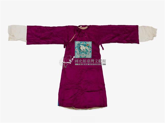 紫色白鶴繡花長擺戲服藏品圖，第1張