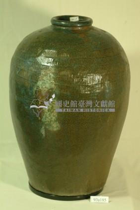 綠褐釉拍打印紋窄口豐肩式陶甕藏品圖，第1張