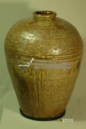 黃棕釉拍打印紋窄口豐肩式陶甕藏品圖，第1張