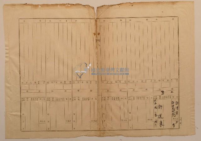 三男許送來戶口調查簿藏品圖，第1張