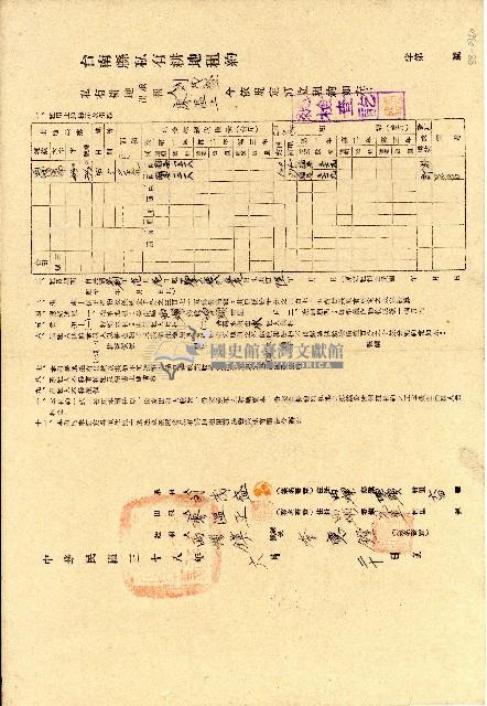 民國三十八年劉茂盛臺南縣私有耕地租約藏品圖，第1張