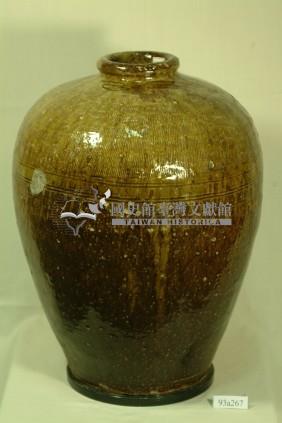棕褐釉拍打印紋窄口豐肩式陶甕藏品圖，第1張