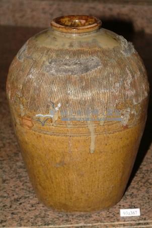 米褐釉流釉拍打印紋窄口豐肩式陶甕藏品圖，第1張