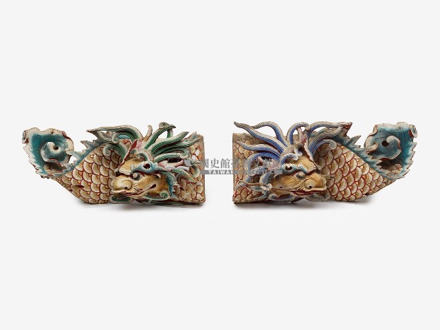 木雕驁魚雀替一對藏品圖，第1張
