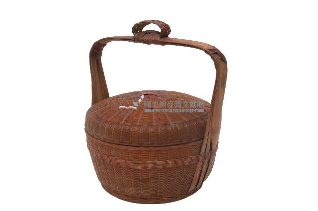 竹編扁圓髹漆小謝籃藏品圖，第1張