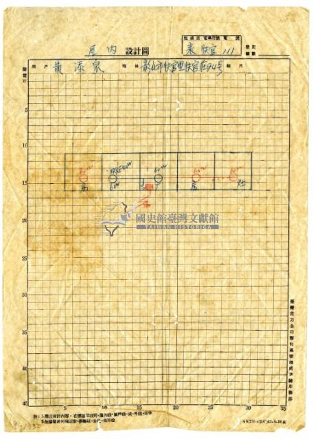 臺灣電力公司彰化區管理處承裝服務部給黃添泉包表變更增設工程屋內設計圖藏品圖，第1張