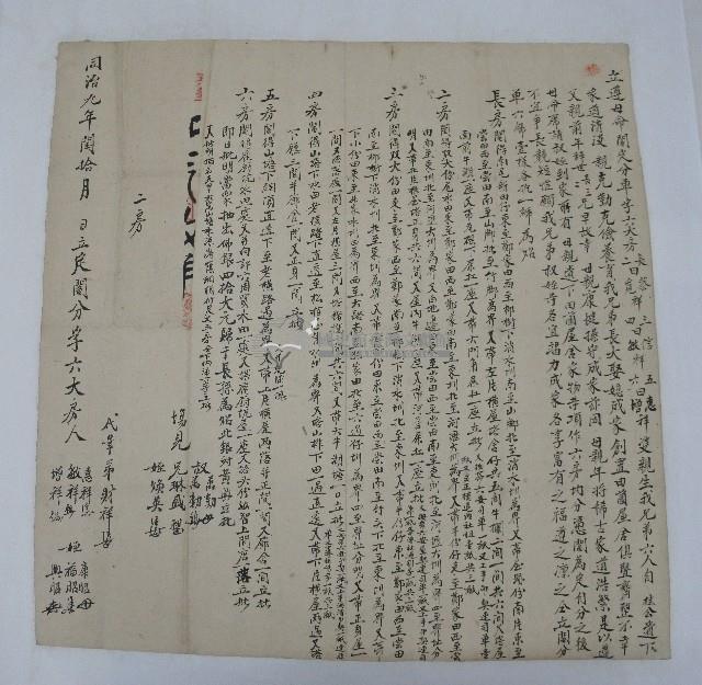 同治九年惠祥等六人立遵母命鬮定分單字藏品圖，第1張