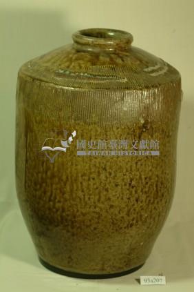 褐綠釉拍打印紋窄口豐肩式陶甕藏品圖，第1張