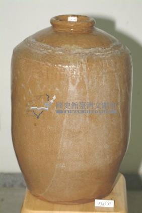 米黃褐釉拍打印紋窄口直壁式陶甕藏品圖，第1張