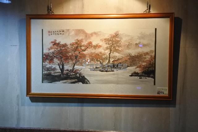 黃昭雄彩繪秋江紅林之山水畫作藏品圖，第1張