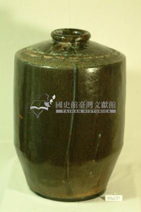 帶款黑褐釉拍打印紋窄口直壁式陶甕藏品圖，第1張
