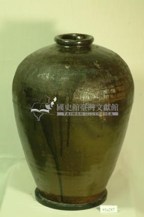 黑褐釉拍打印紋窄口豐肩式陶甕藏品圖，第1張