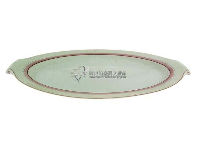 雙耳粉紅線紋橢圓形瓷盤（多組）藏品圖，第1張