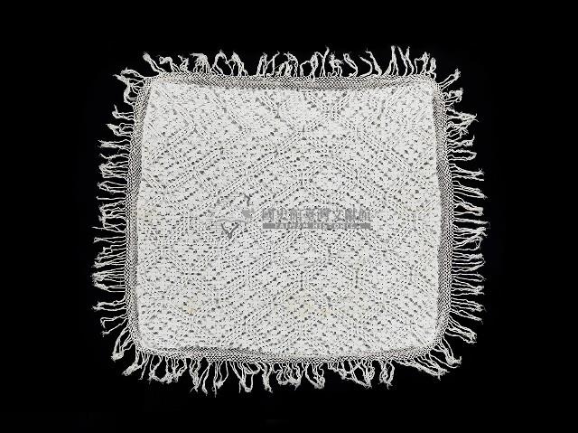 手工編織四方菱格錦地紋桌巾藏品圖，第1張