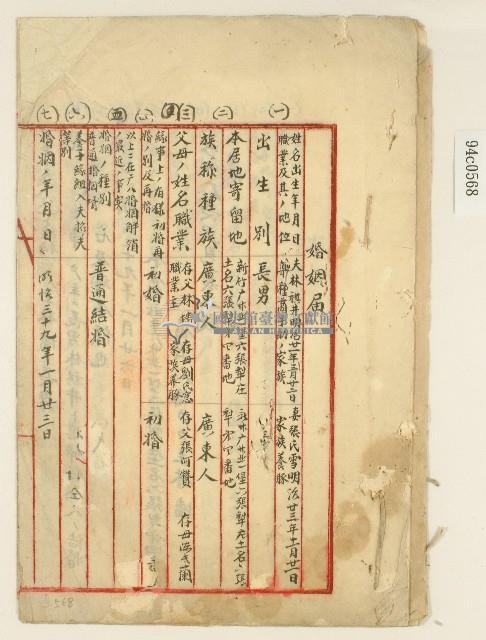 明治三十九年里見義正婚姻屆藏品圖，第1張