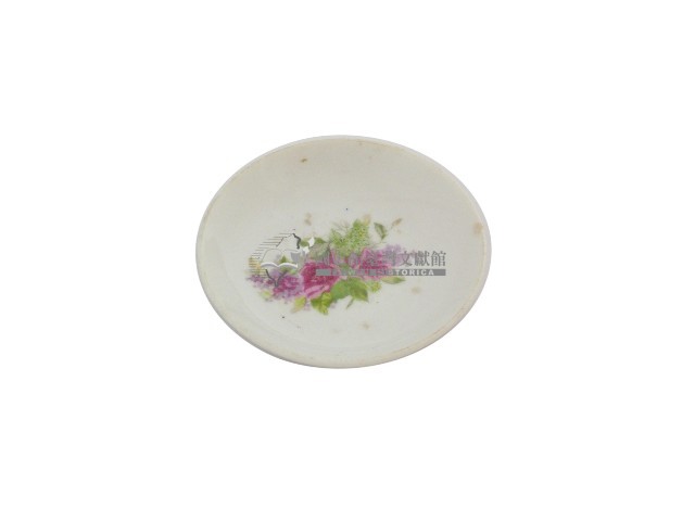 白地印花彩繪折枝玫瑰紋瓷碟藏品圖，第1張
