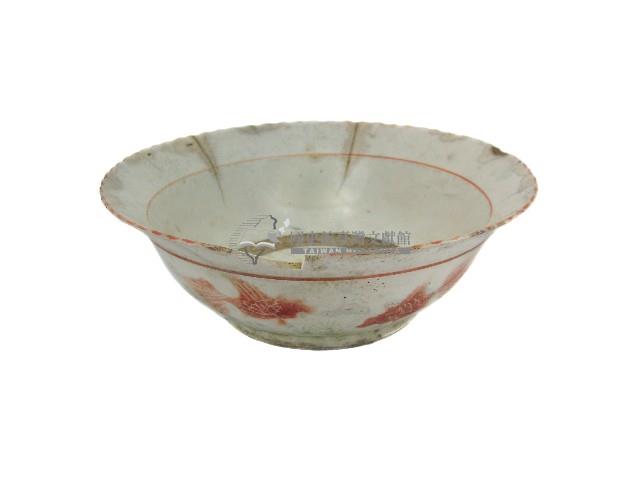紅綠彩金魚水草紋撇口缽藏品圖，第1張