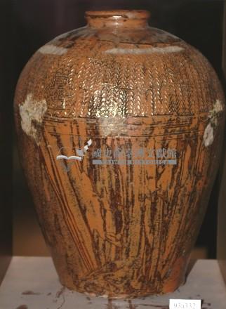 褐紅釉拍打印紋窄口豐肩式陶甕藏品圖，第1張