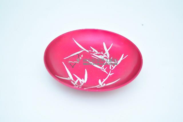 紅地白竹葉紋鋁製疊藏品圖，第1張