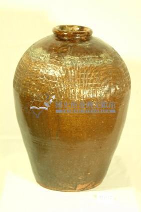 紅褐色網狀紋窄口豐肩式陶甕藏品圖，第1張