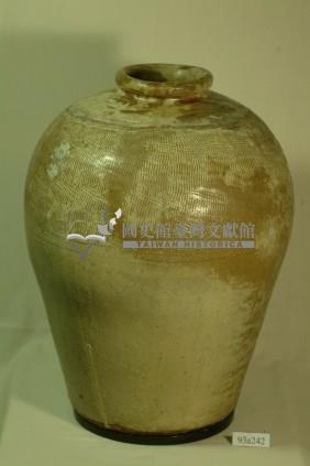 米黃釉拍打印紋窄口豐肩式陶甕藏品圖，第1張