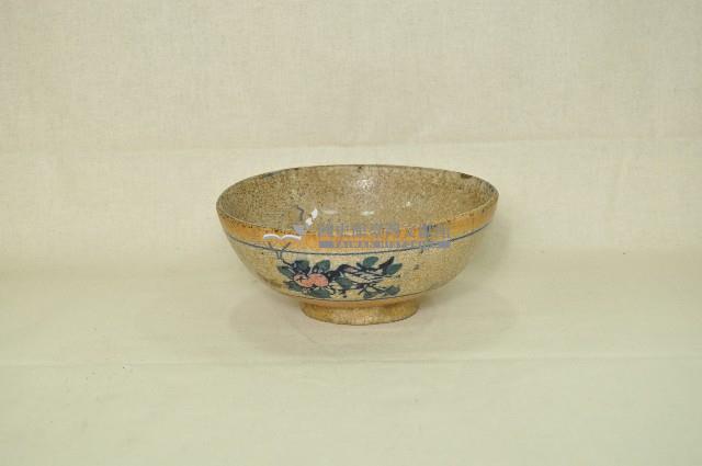 黃釉青花加彩印花花鳥紋碗藏品圖，第1張