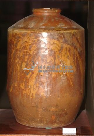棕褐釉斑紋窄口直壁式陶甕藏品圖，第1張