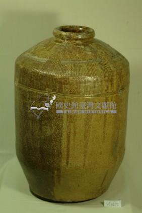 米褐釉拍打印紋窄口直壁式陶甕藏品圖，第1張