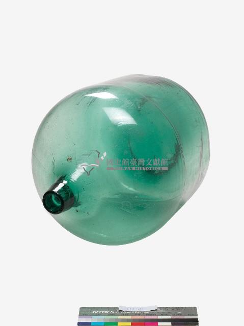 淺綠色透明玻璃窄口短頸大型酒瓶藏品圖，第1張