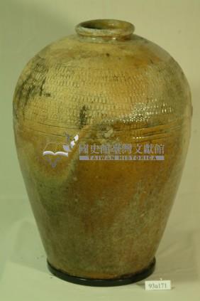 棕褐釉脱釉拍打印紋窄口豐肩式陶甕藏品圖，第1張