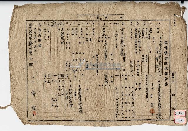 昭和十八年鄭屋農地賃貸狀況報告書藏品圖，第1張