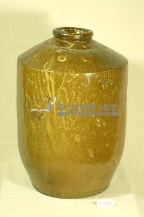 棕褐釉印款窄口直壁式陶製酒甕藏品圖，第1張