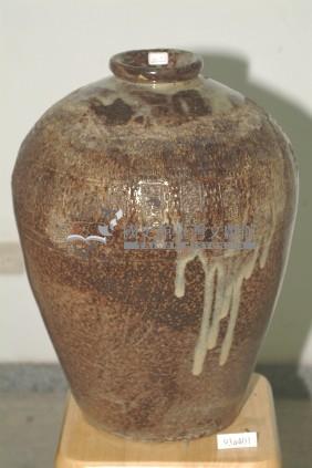 紅露酒印款褐釉拍打印紋窄口豐肩式陶甕藏品圖，第1張