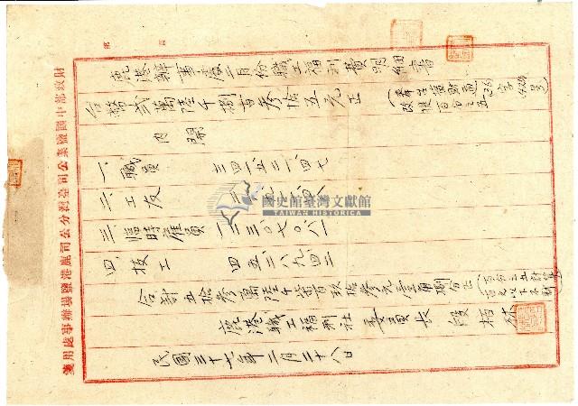 民國三十七年二月二十八日之鹿港辦事處二月份職工福利費明細書藏品圖，第1張