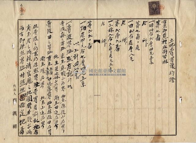 大正十五年賴阿七土地賣買豫約書藏品圖，第1張