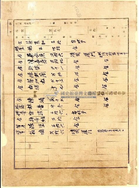 臺北廳臺北茶商公會會員商號頭主資料空白藏品圖，第1張