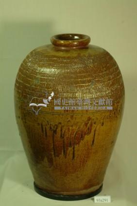 紅褐釉拍打印紋窄口豐肩式陶甕藏品圖，第1張