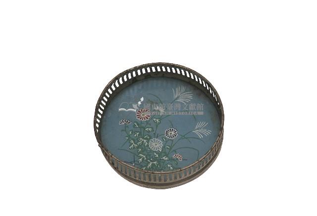 鐵製彩繪折枝玫瑰花紋杯墊藏品圖，第1張