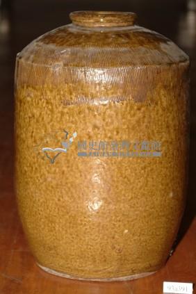 斑紋棕褐釉拍打印紋窄口直壁式陶甕藏品圖，第1張